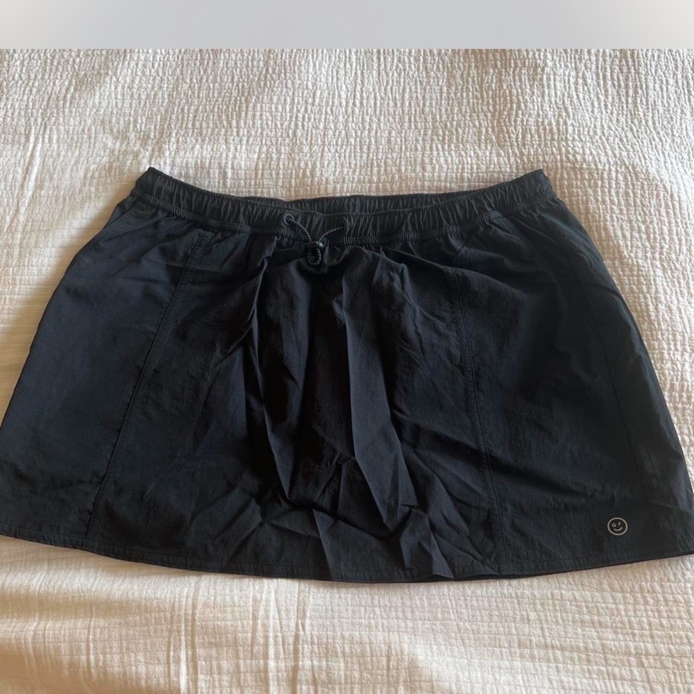 Black Athletic Skirt with Drawstring